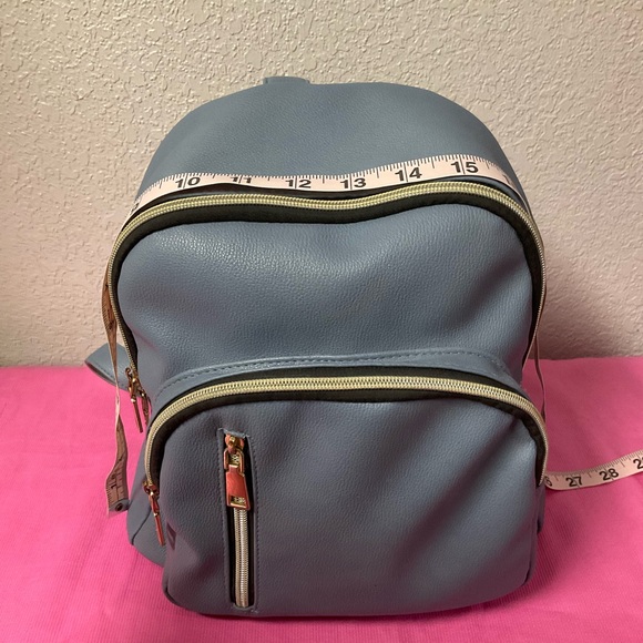 Women’s Vinyl Baby Blue Backpack Purse Gifts For Daughter Girls